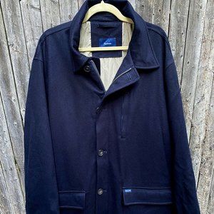 Navy Faconnable Wool Coat - XXL